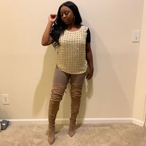 Gorgeous DVF bejeweled short sleeve blouse